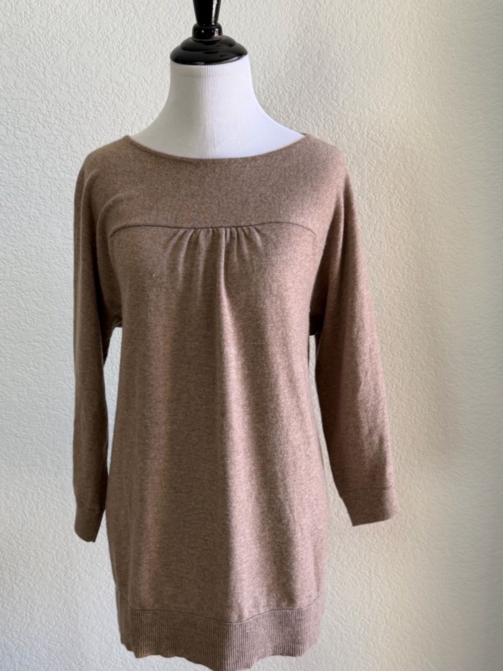Adrienne Vittadini Soft Knit Tunic Sweater in Mauve Brown